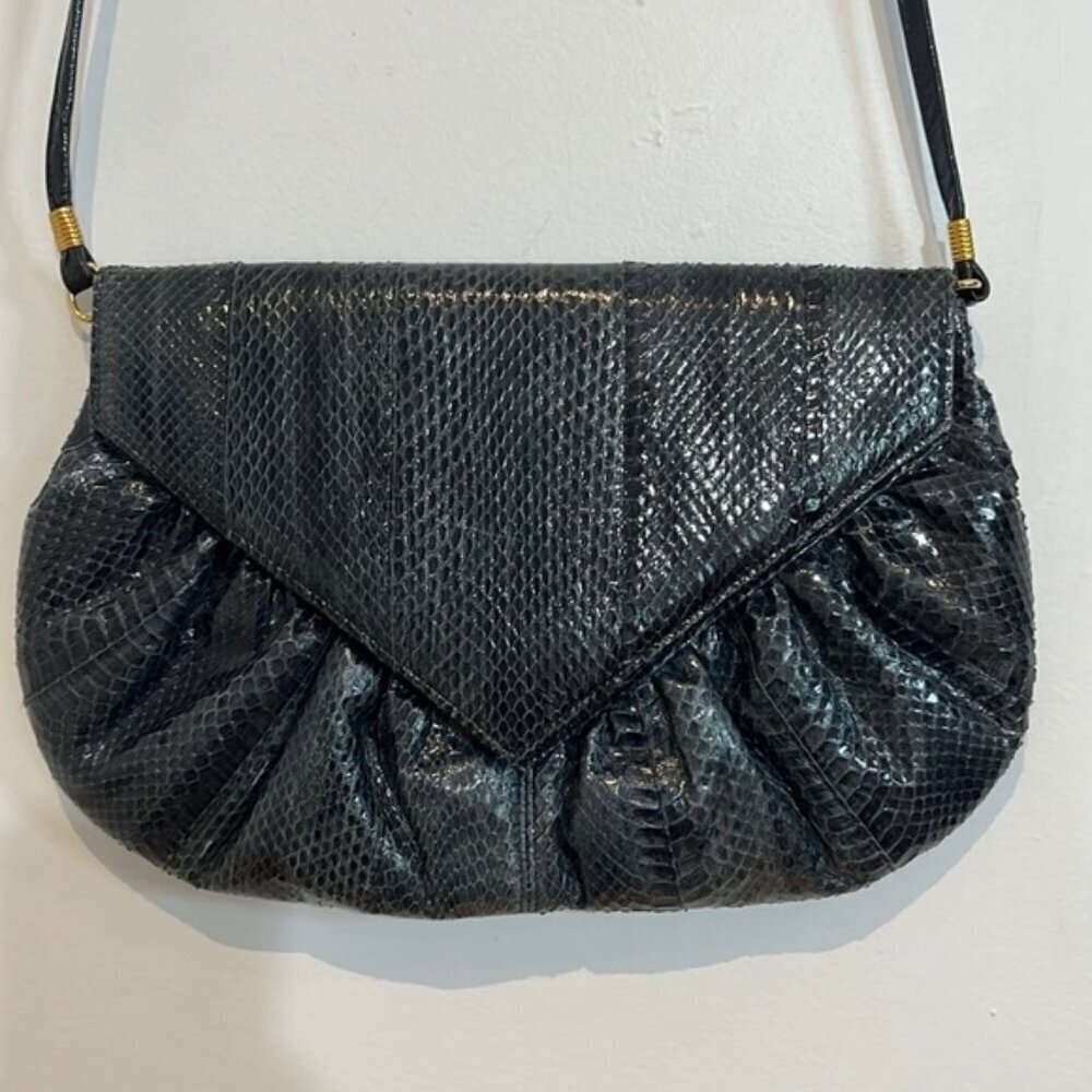 COPY - Vintage 80’s Karnig Mann blue snakeskin purse made in Italy